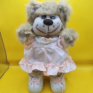 Vintage Trappers Tan Bear Plush w Dress Lace Stockings & Shoes Stuffed Animal